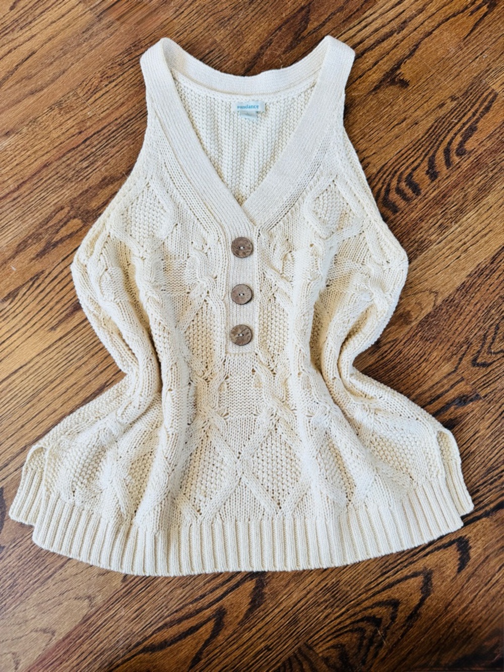 Sundance Kenzie Cable Knit Cream Tank